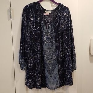 Style and co navy print blouse in XL
